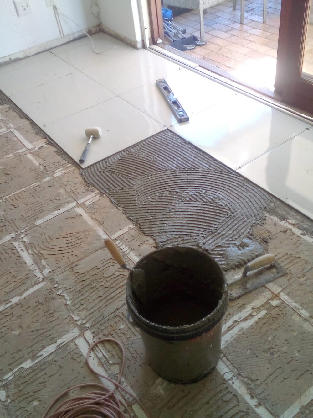 Tile work before photo